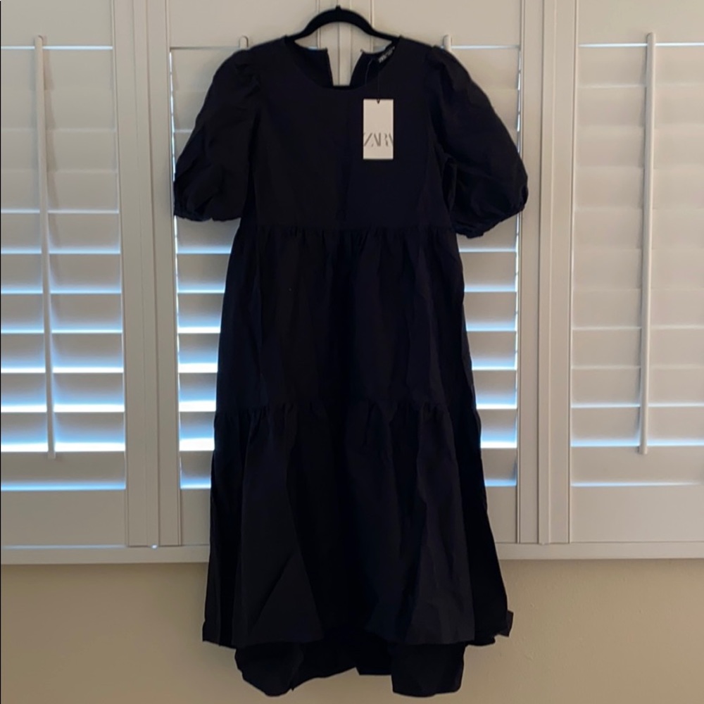 Black flowy Zara dress.